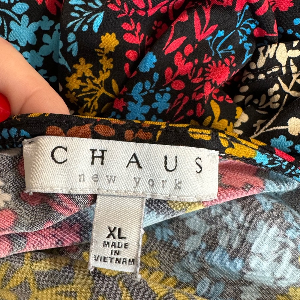 CHAUS PRETTY PRINT TOP w/ZIPPER DETAIL  SPRING/SUMMER/FALL  XLARGE     #T - Picture 7 of 8